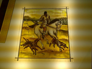 Victorian Stained Glass hand painted panel, horse